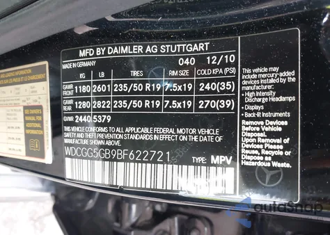 2011 Mercedes-Benz Glk 350 из США, поврежденный, VIN WDCGG5GB9BF622721